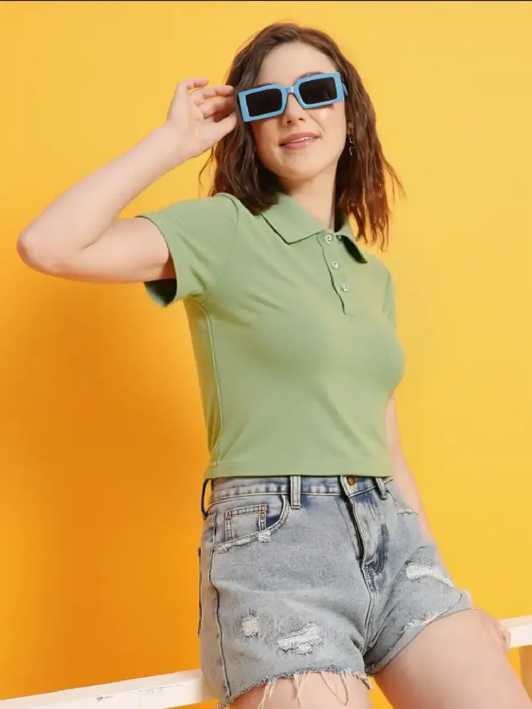 women light green polo tshirt