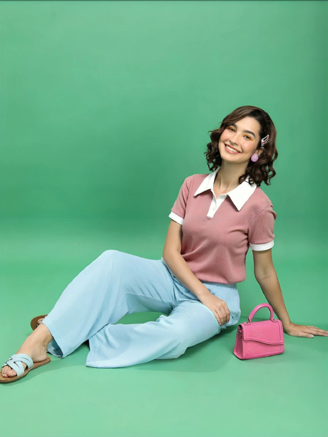 pink rib top for women(7222_rib top)
