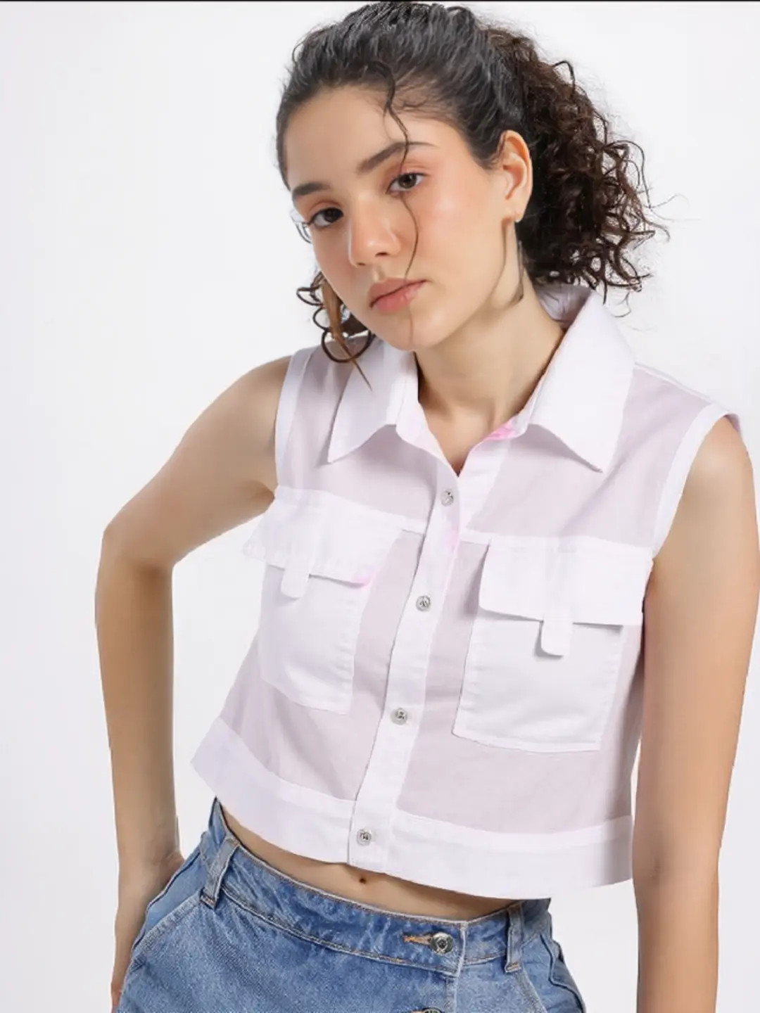 white crop shirt(7309_white)