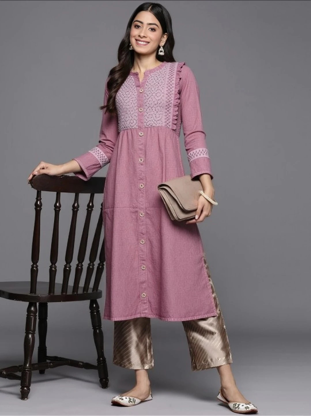 rayon onion long kurti(7320)