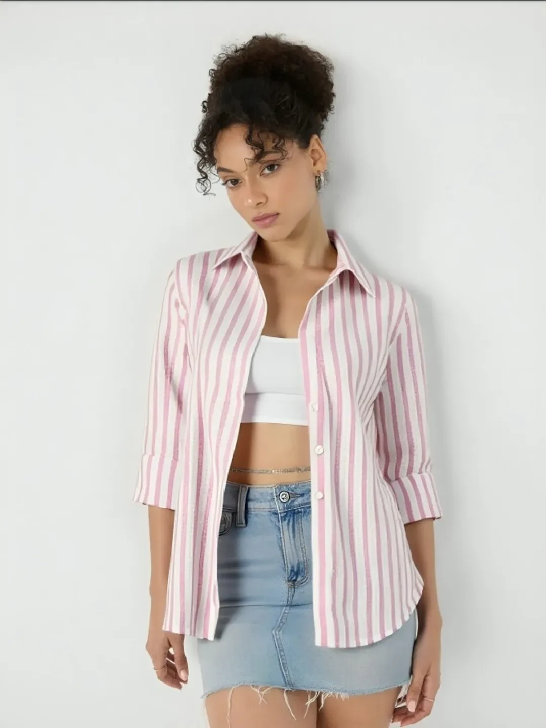 womens pink crosia shirt