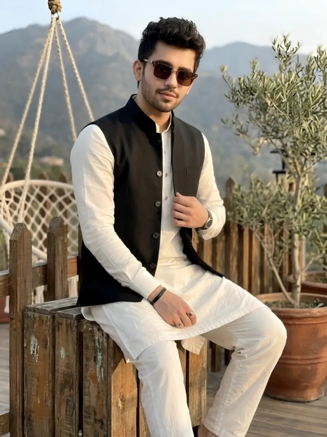Solid Black waistcoat