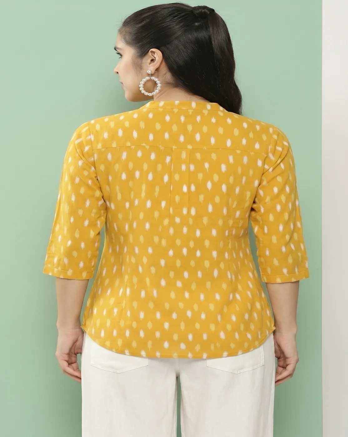 mustard yellow printed kurti top