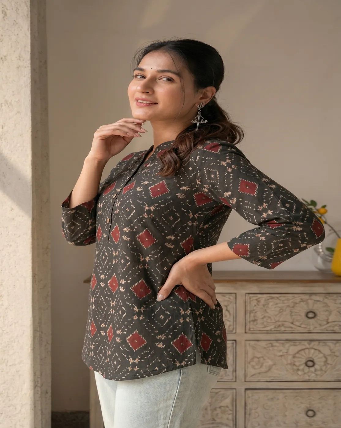 black floral printed kurti top