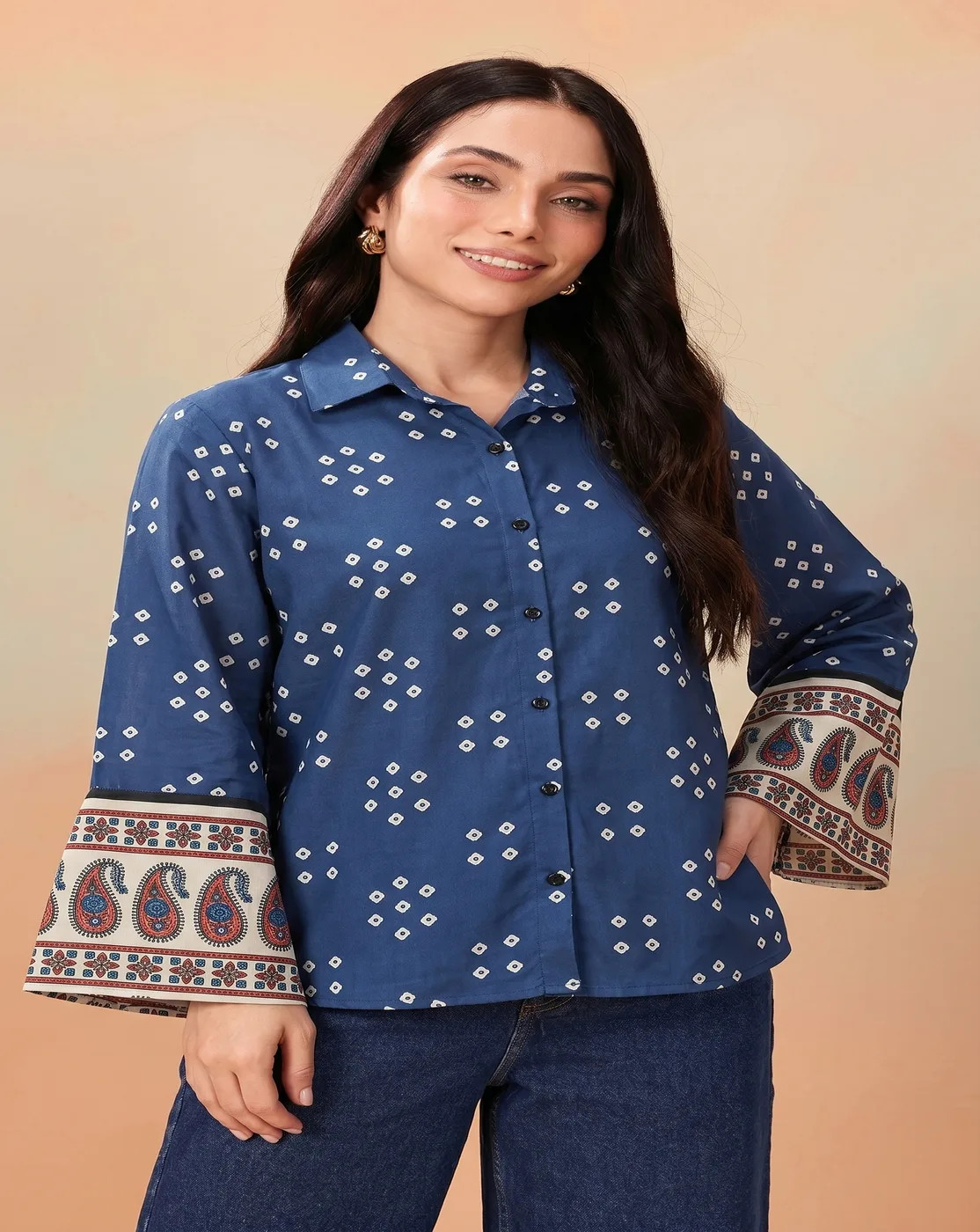 blue modern ethnic shirt