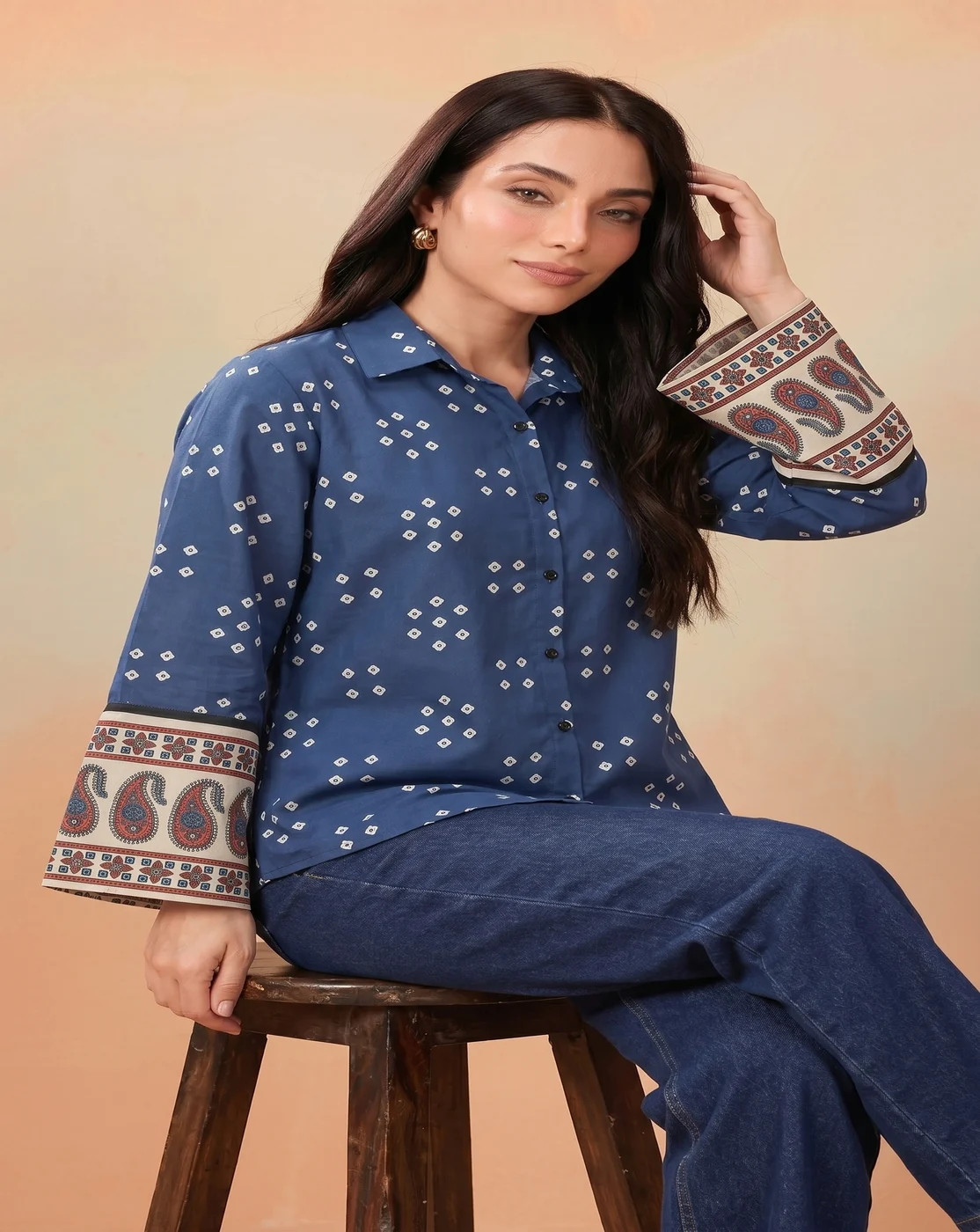 blue modern ethnic shirt
