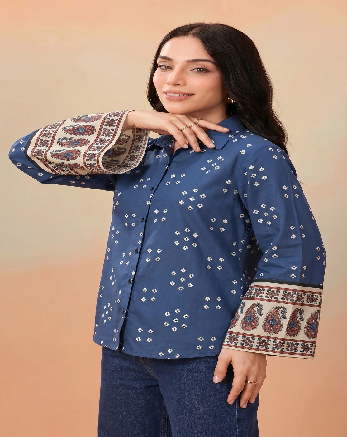 blue modern ethnic shirt