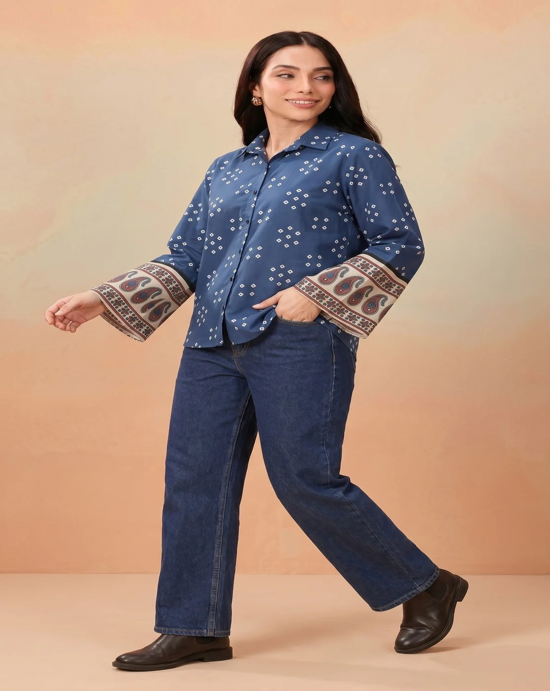 blue modern ethnic shirt
