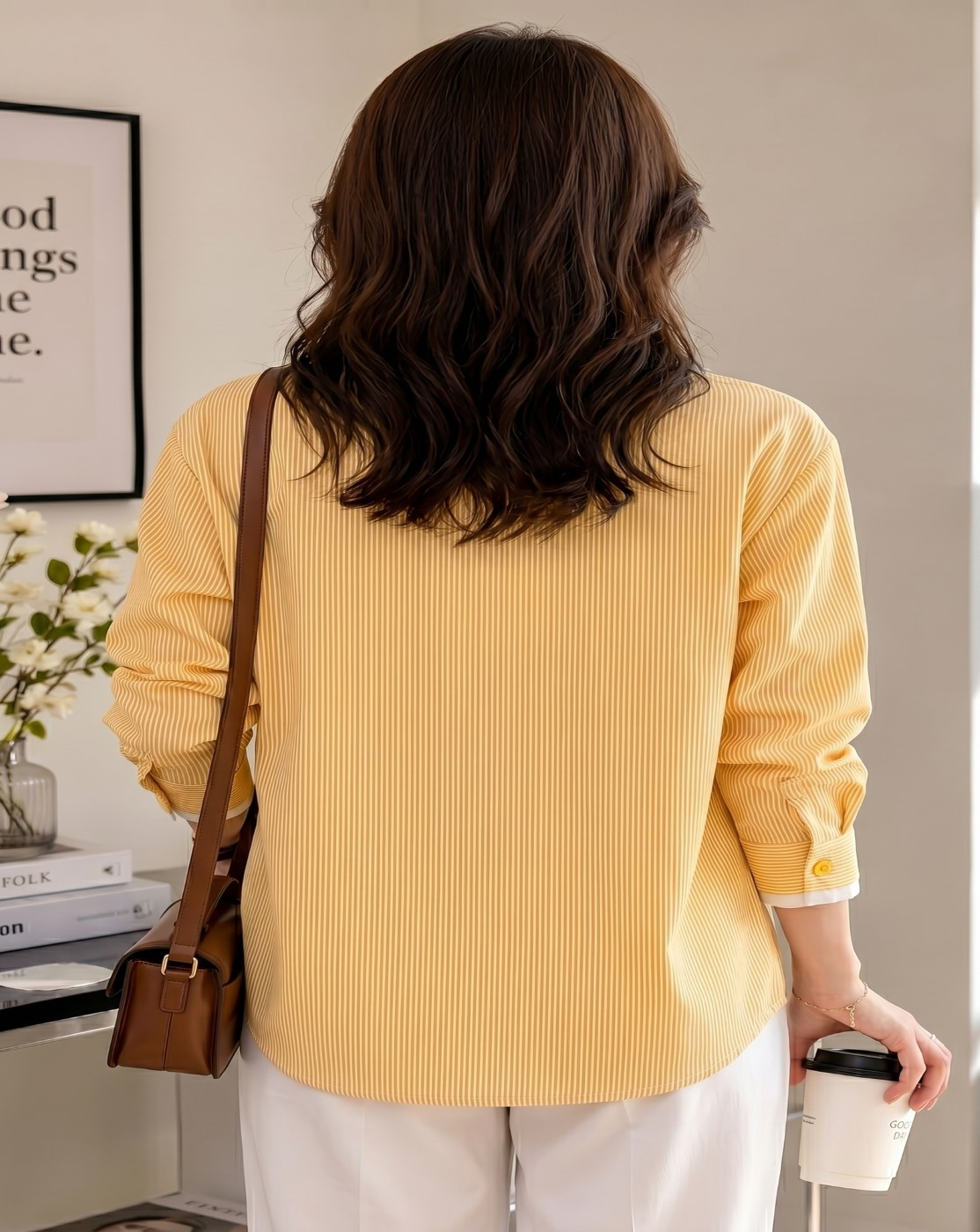women stripe shirt (yellow)