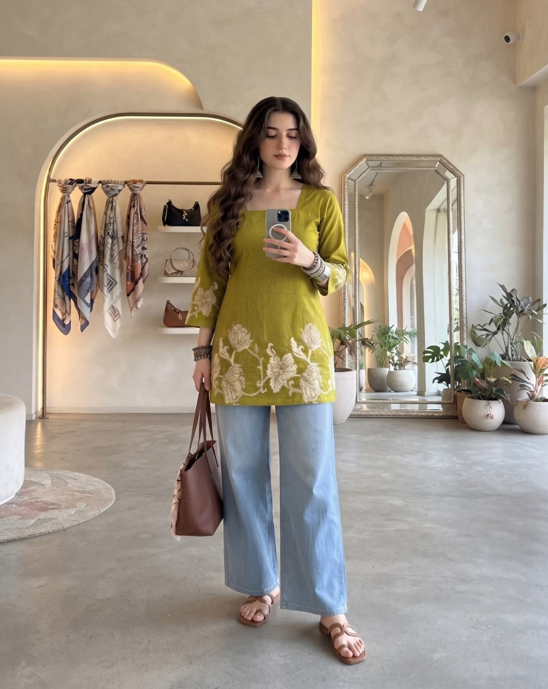 Women fitted kurti  (green)