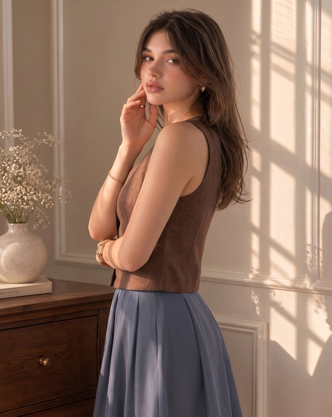 brown waistcoat(3508)