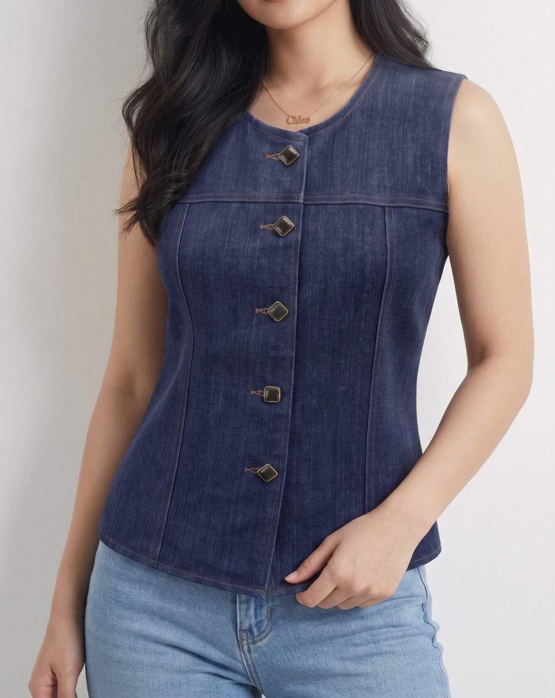 women denim waistcoat(3025)