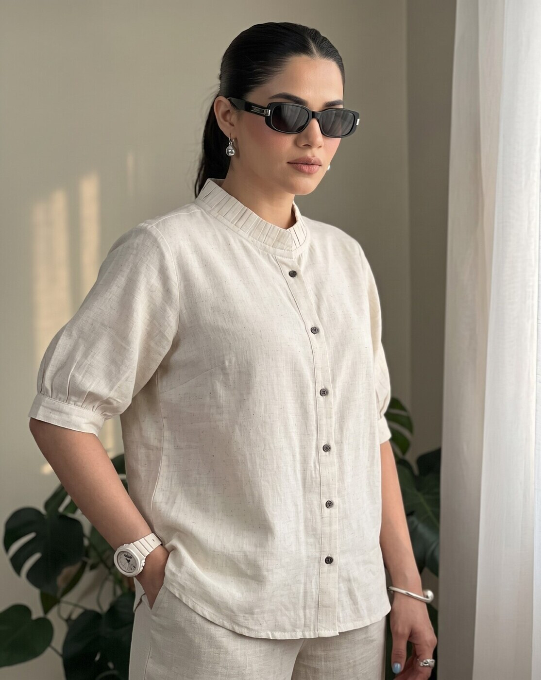 women linen shirt(8041)