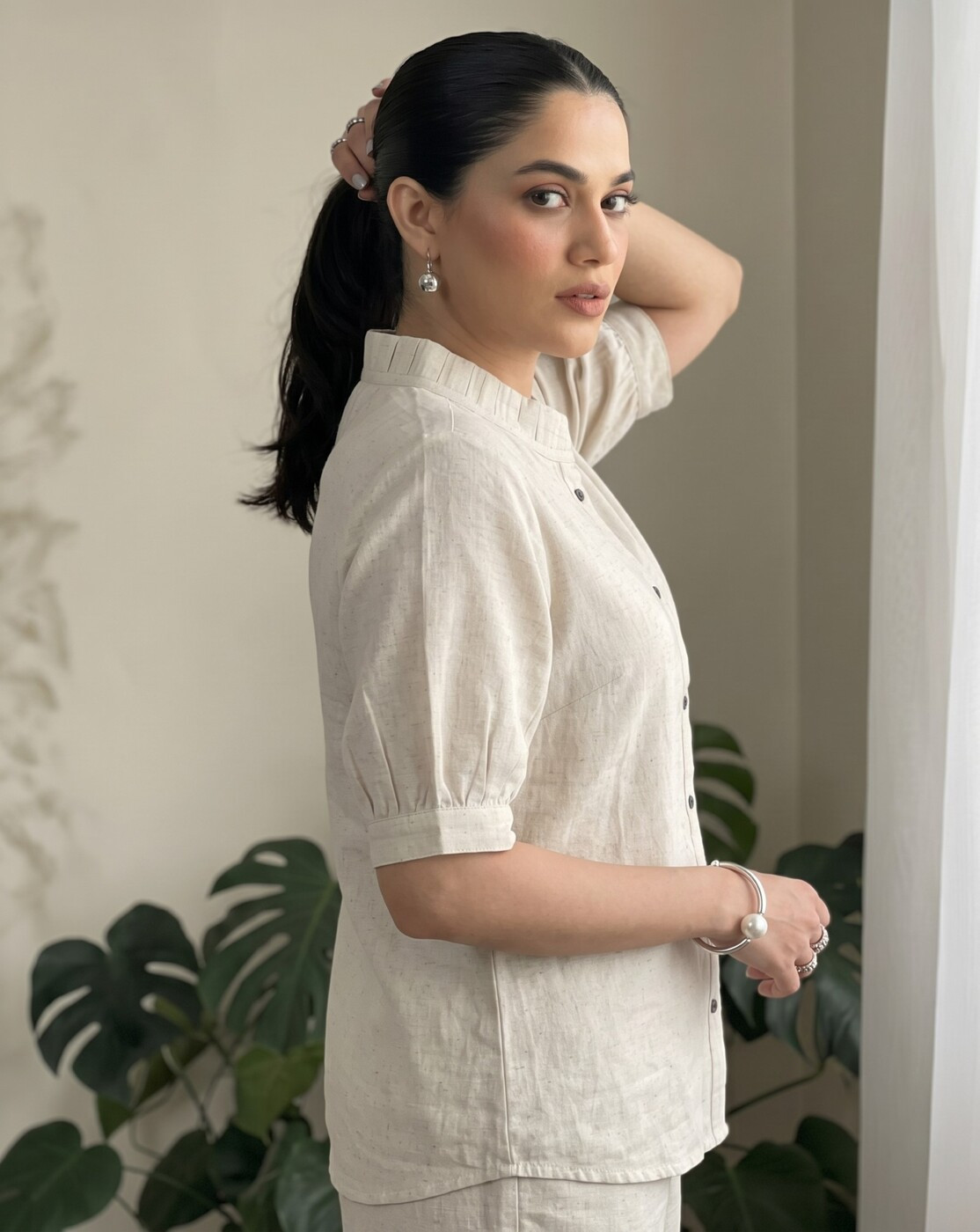 women linen shirt(8041)