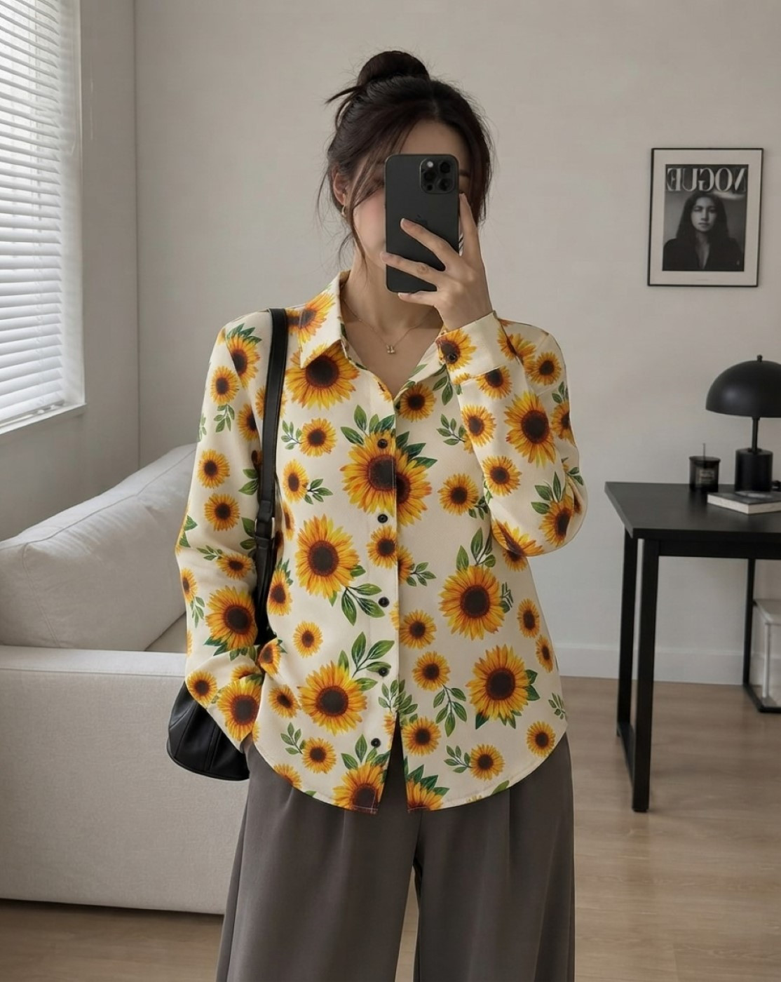 sunflower print shirt