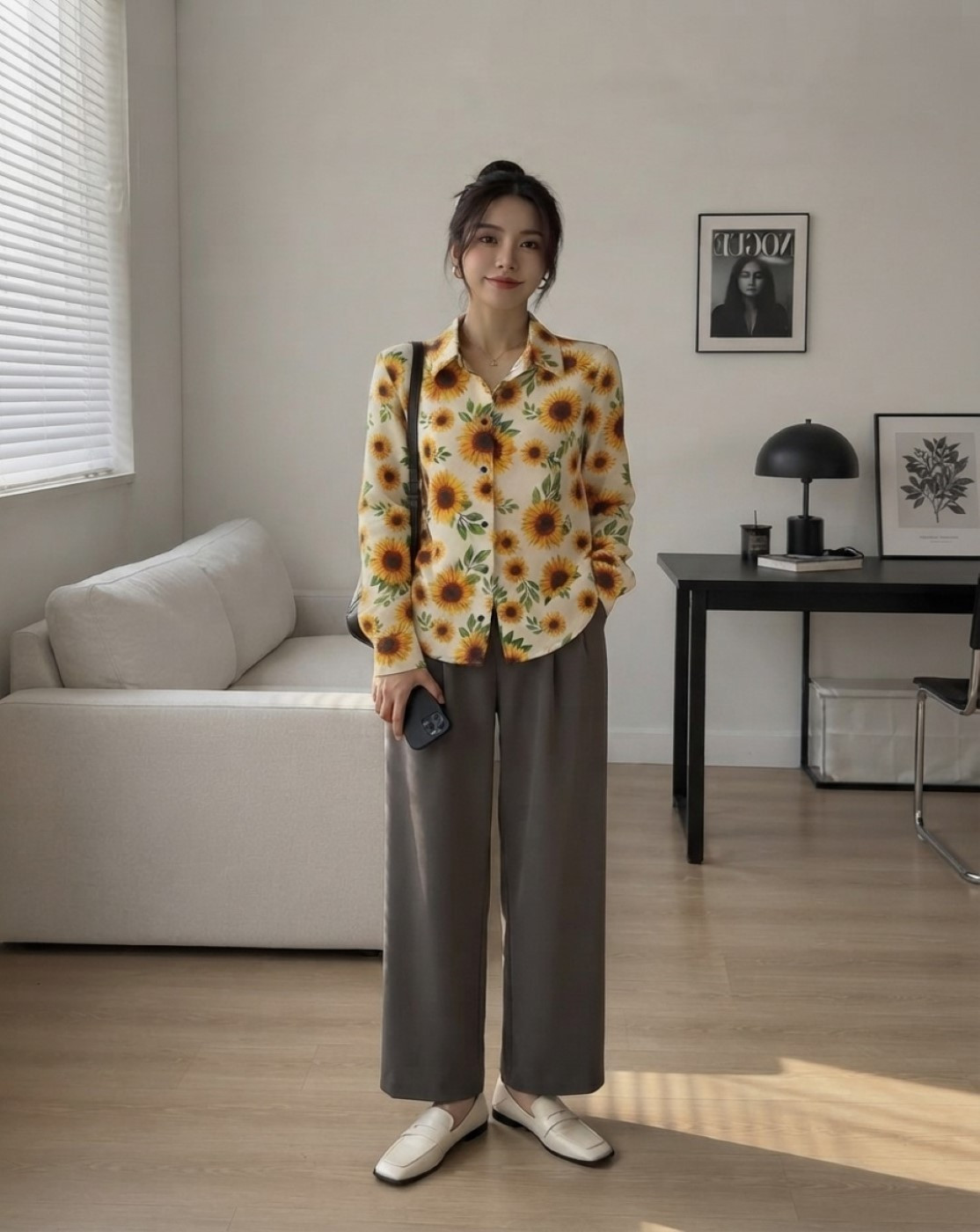 sunflower print shirt