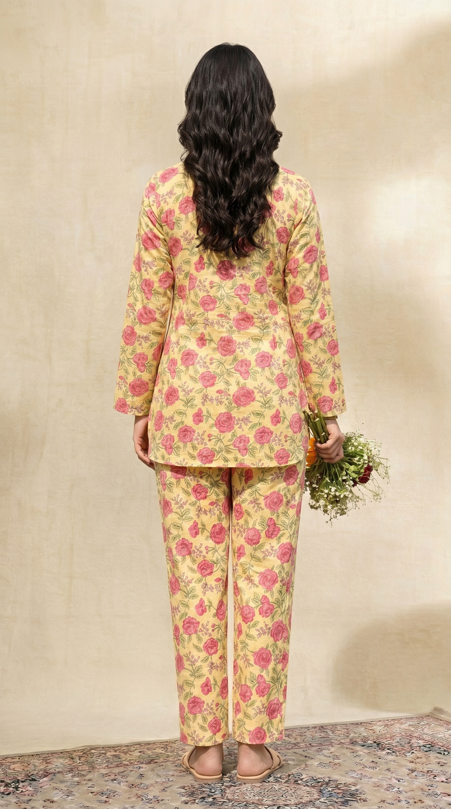 women Beige Floral Printed Wrap Co-ord Set