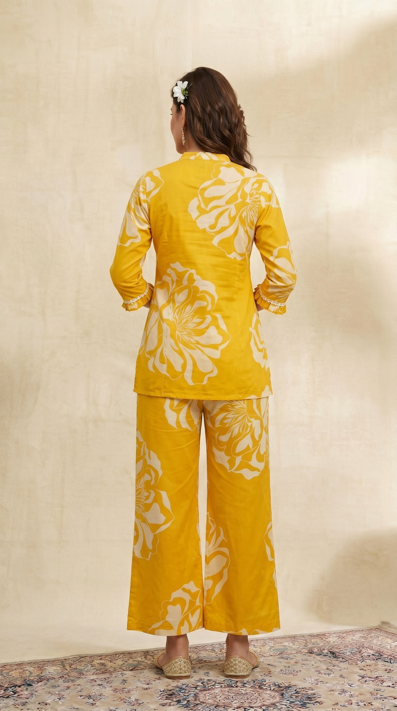 women Mustard Floral Printed Co-ord Set