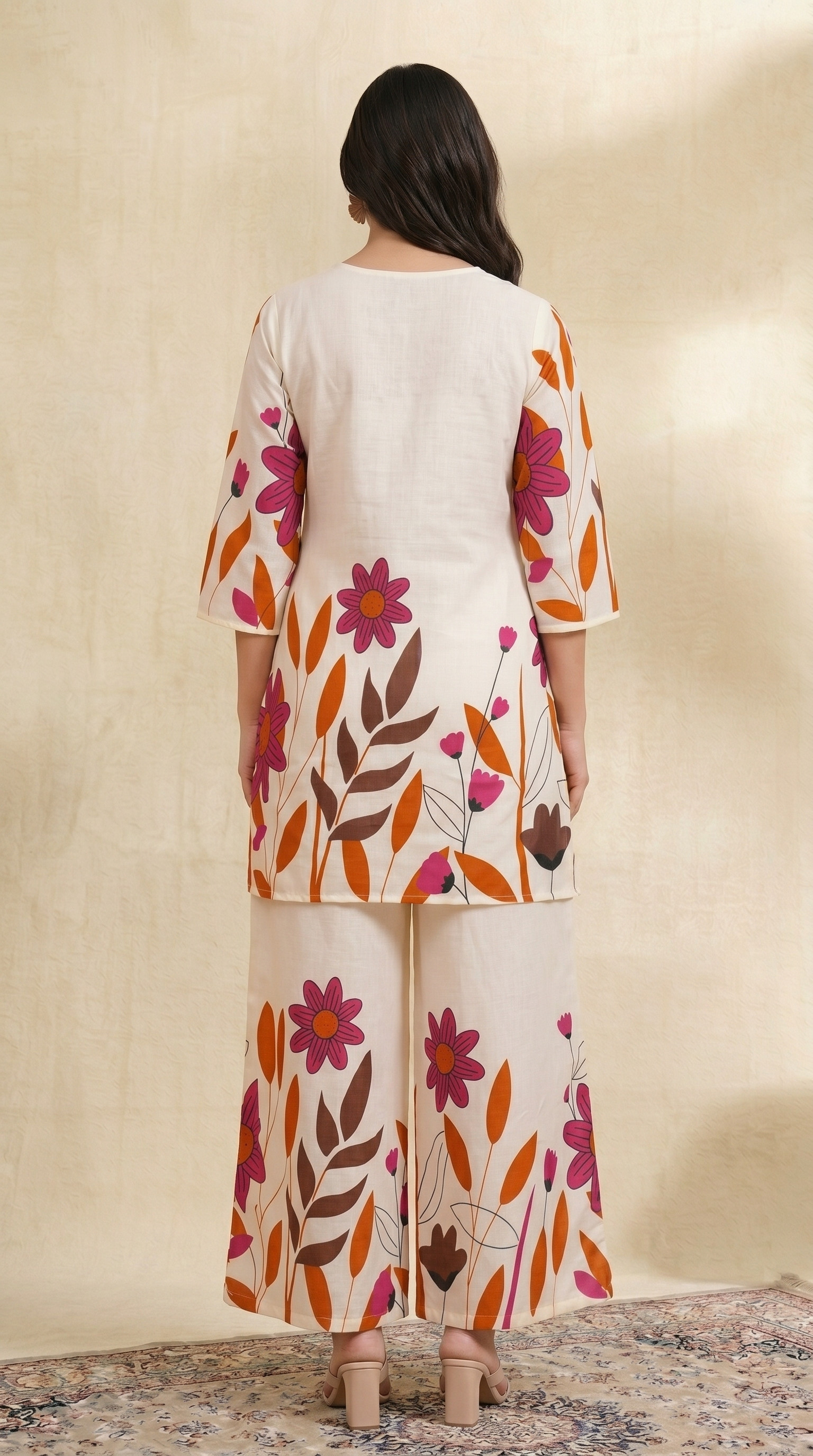 Women's White Floral Printed Co-ord Set