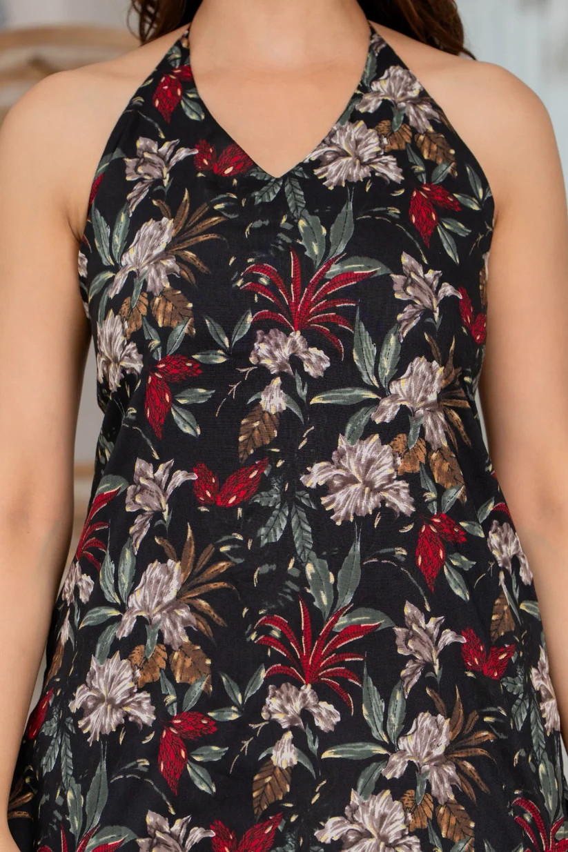 women black floral halter top