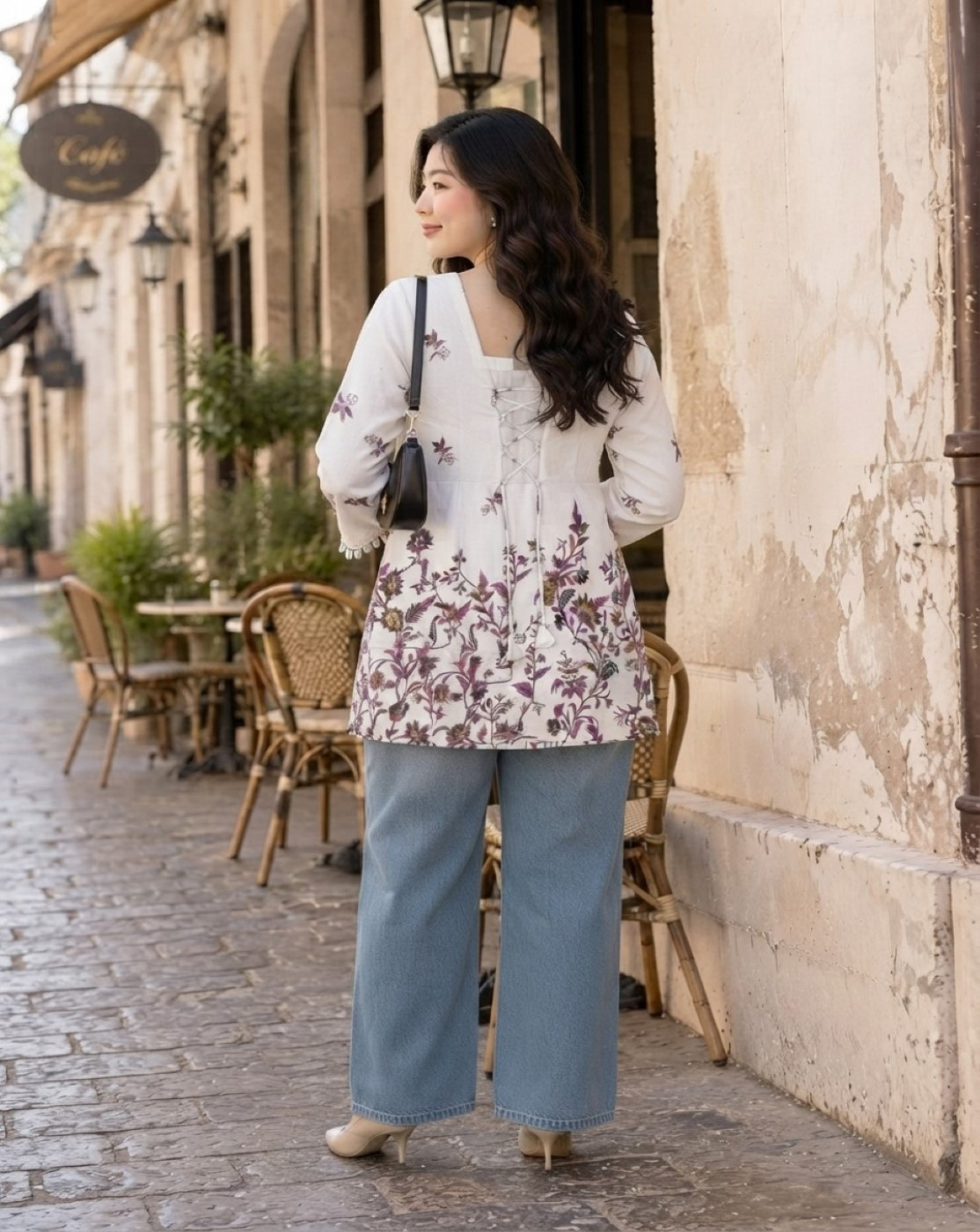 white corset back kurti(white sippi)