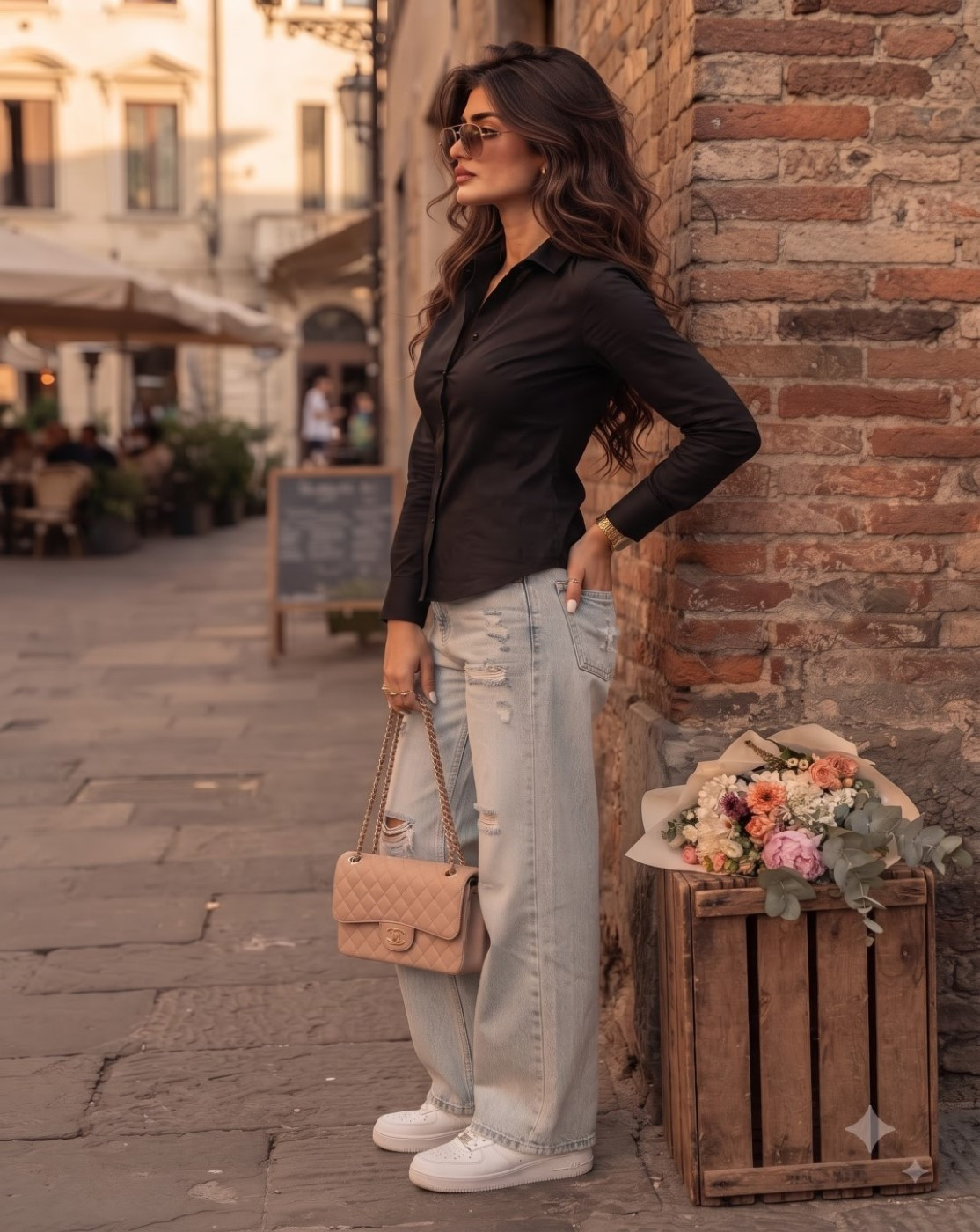 black fitted shirt for women
