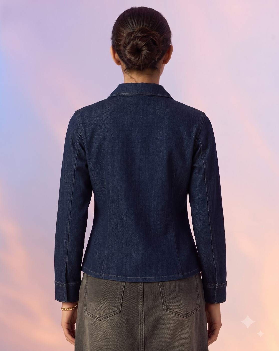 zipper denim shirt