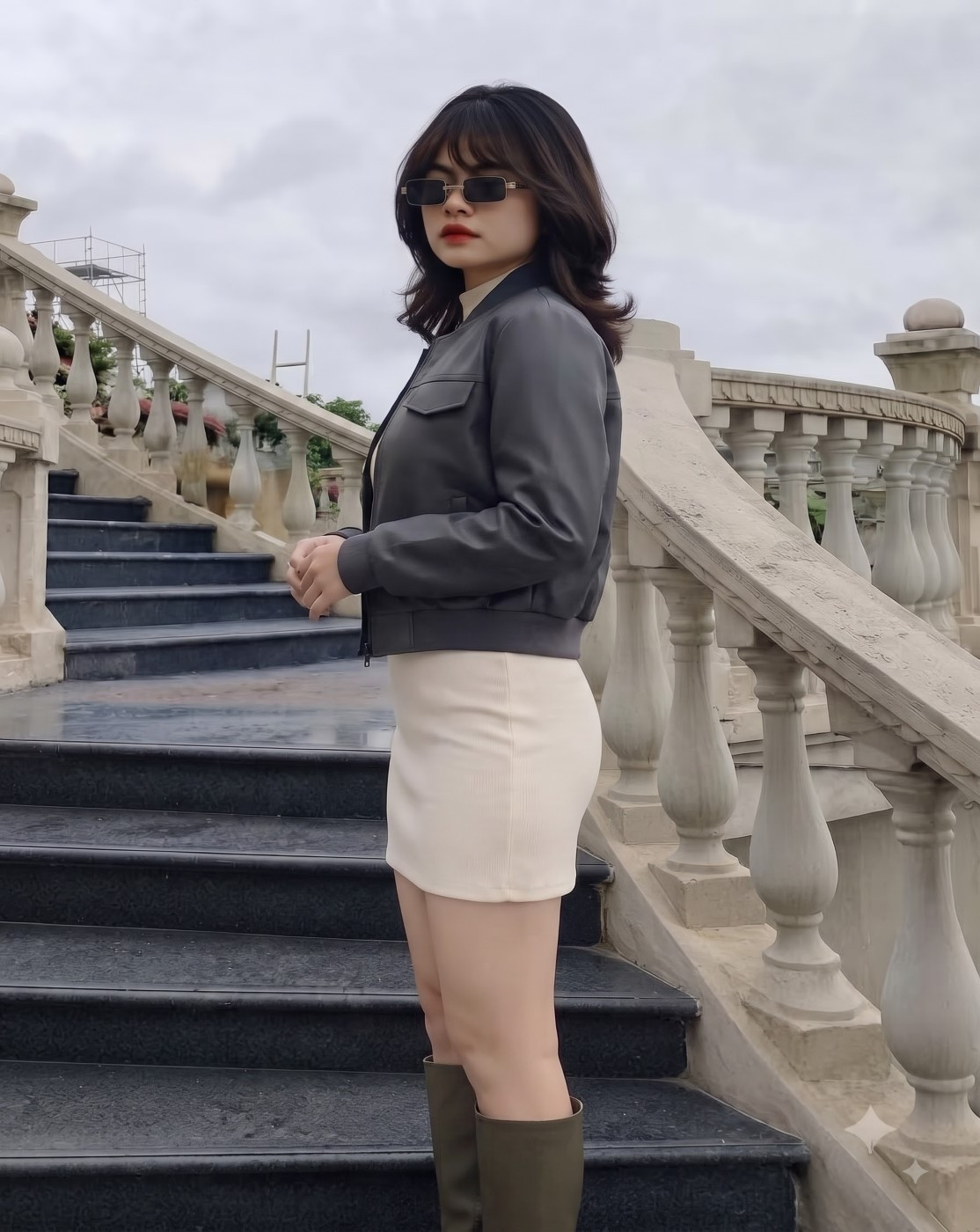 women leather jacket (black)