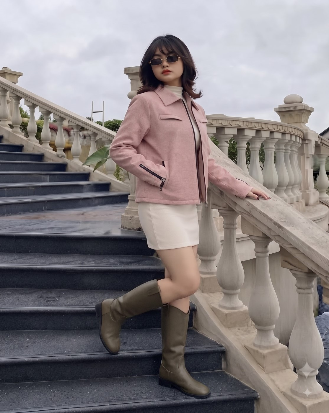 Women Pink Leather Jacket