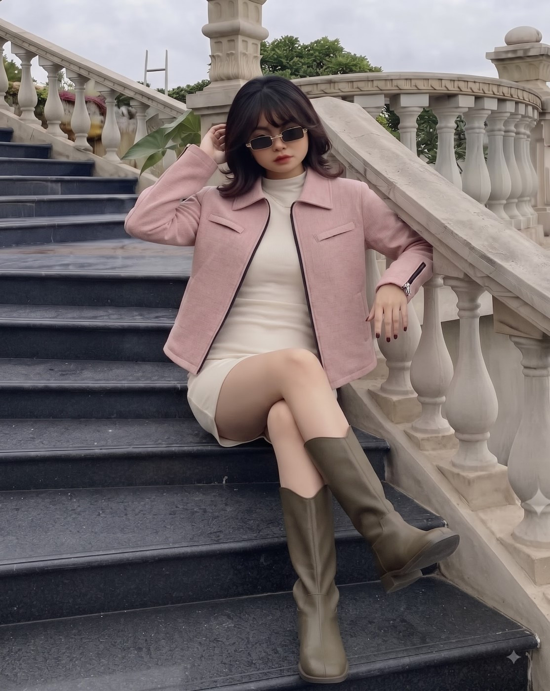 Women Pink Leather Jacket