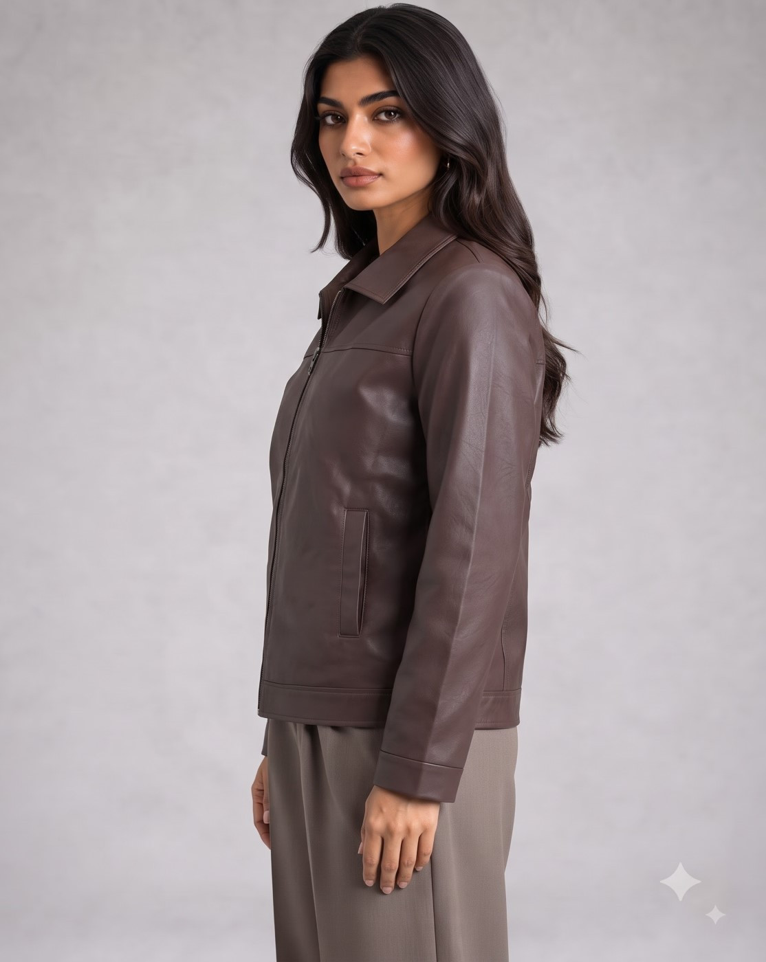 Women Brown Leather Jacket