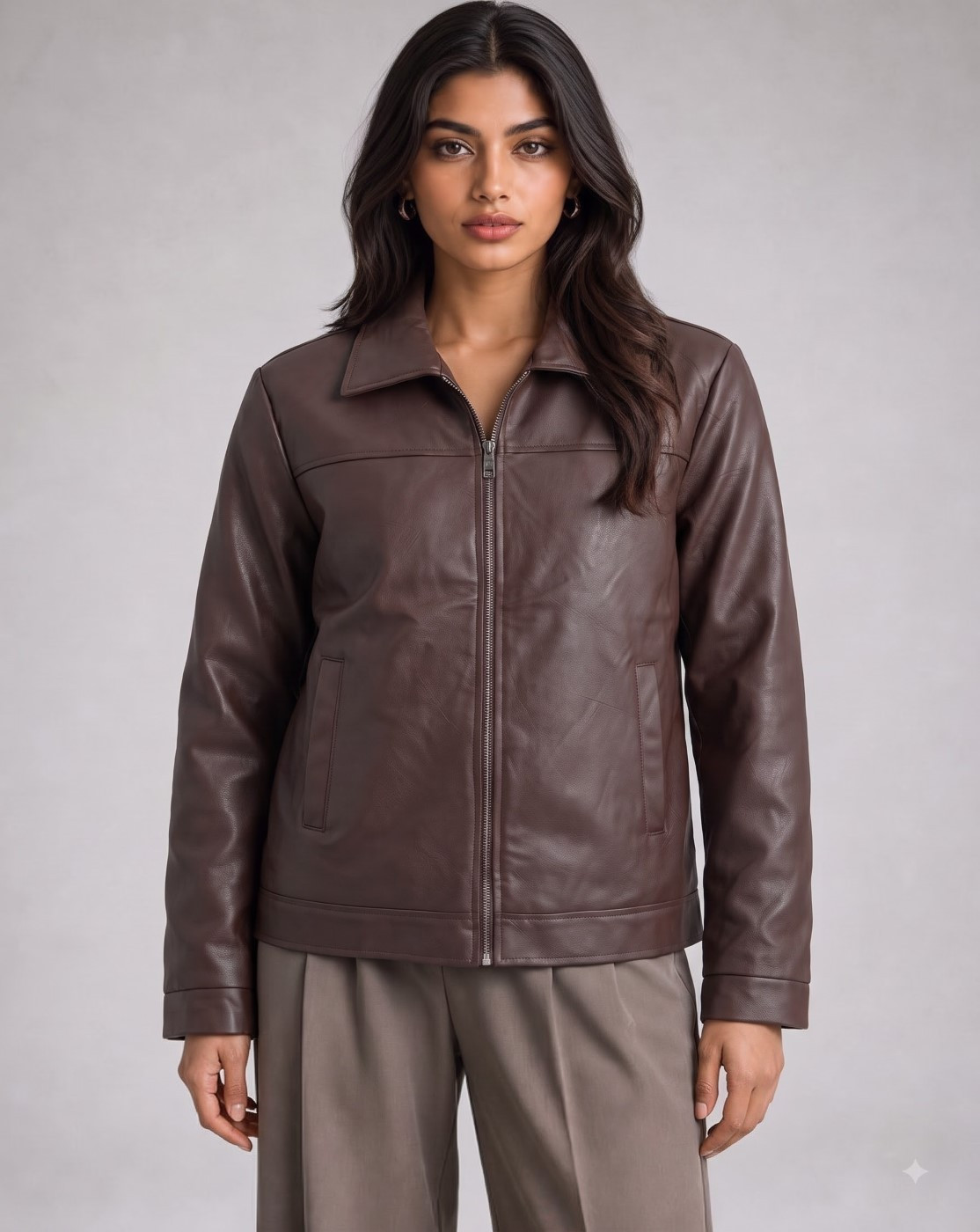 Women Brown Leather Jacket
