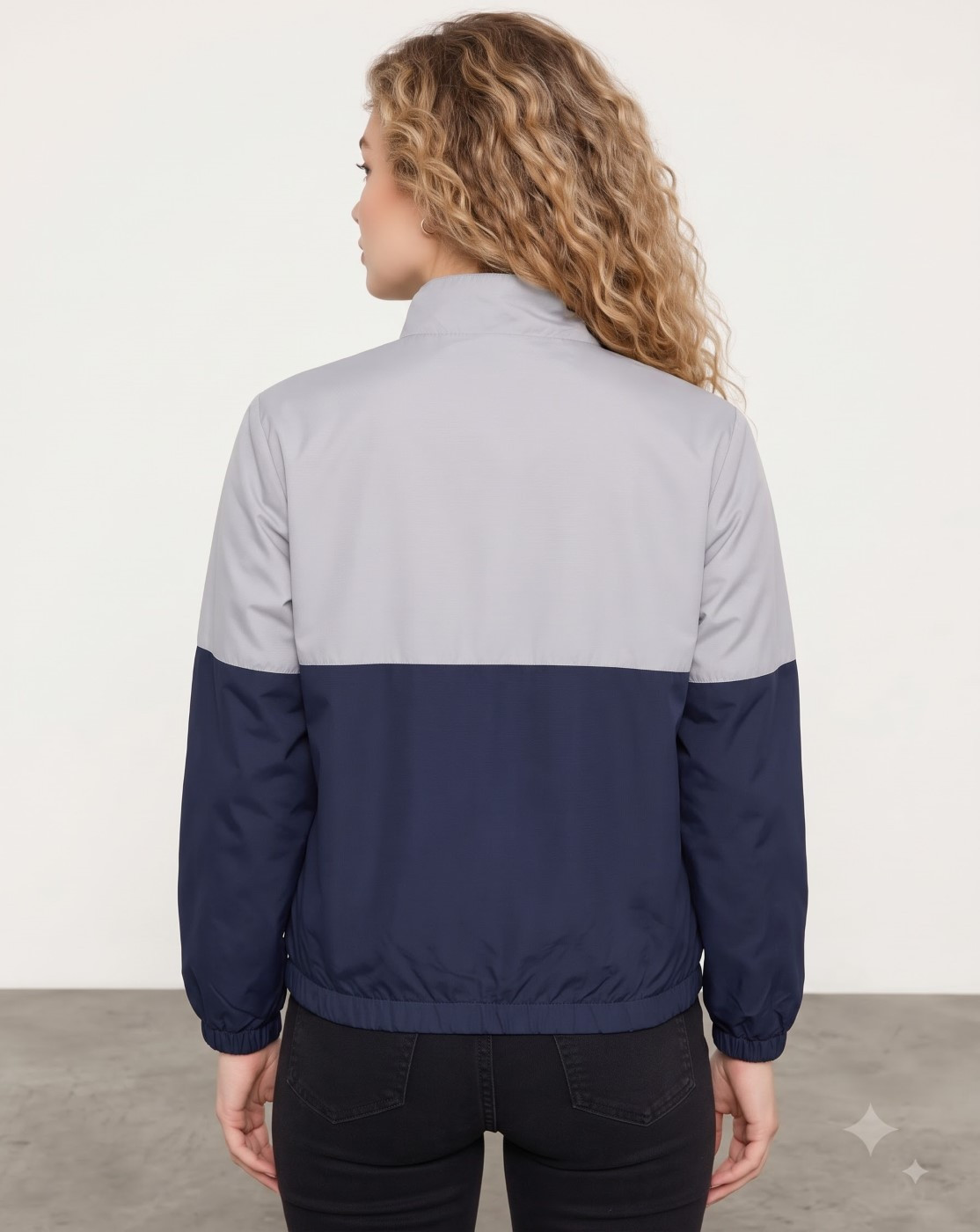 women windcheater jacket (grey navy)