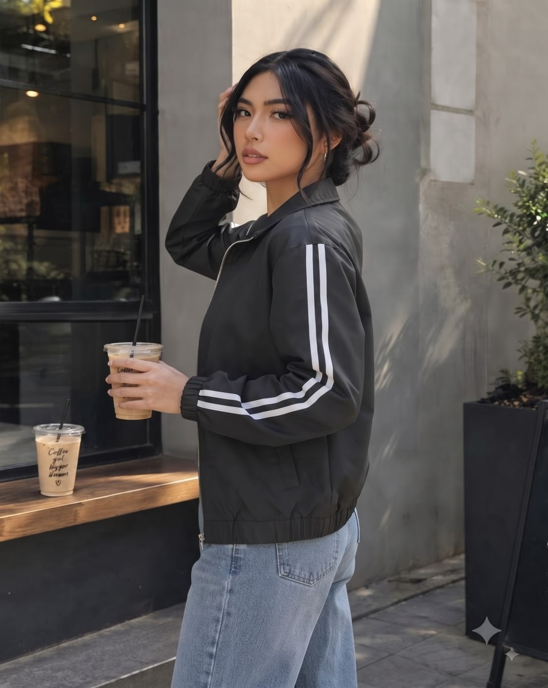 women windcheater jacket (black)