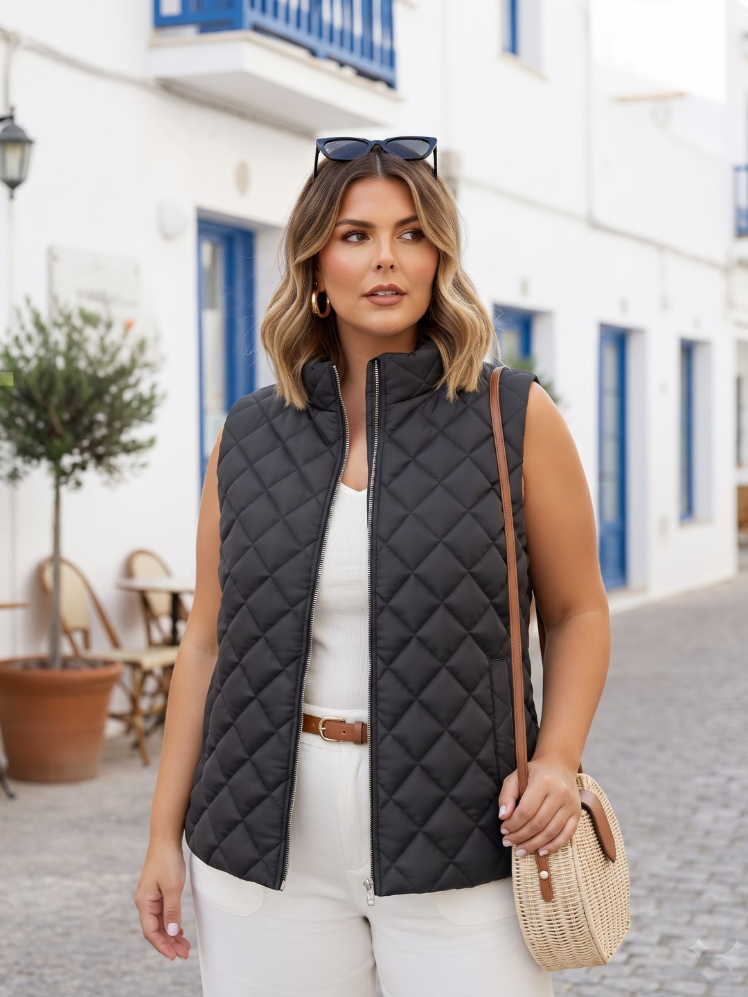 women quilted puffer jacket (black)