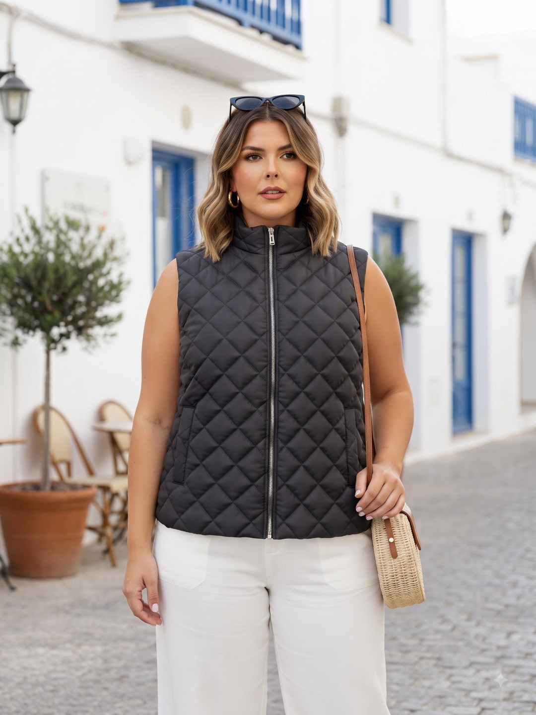 women quilted puffer jacket (black)