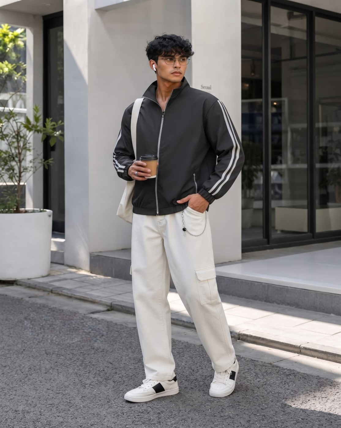men windcheater jacket (black)