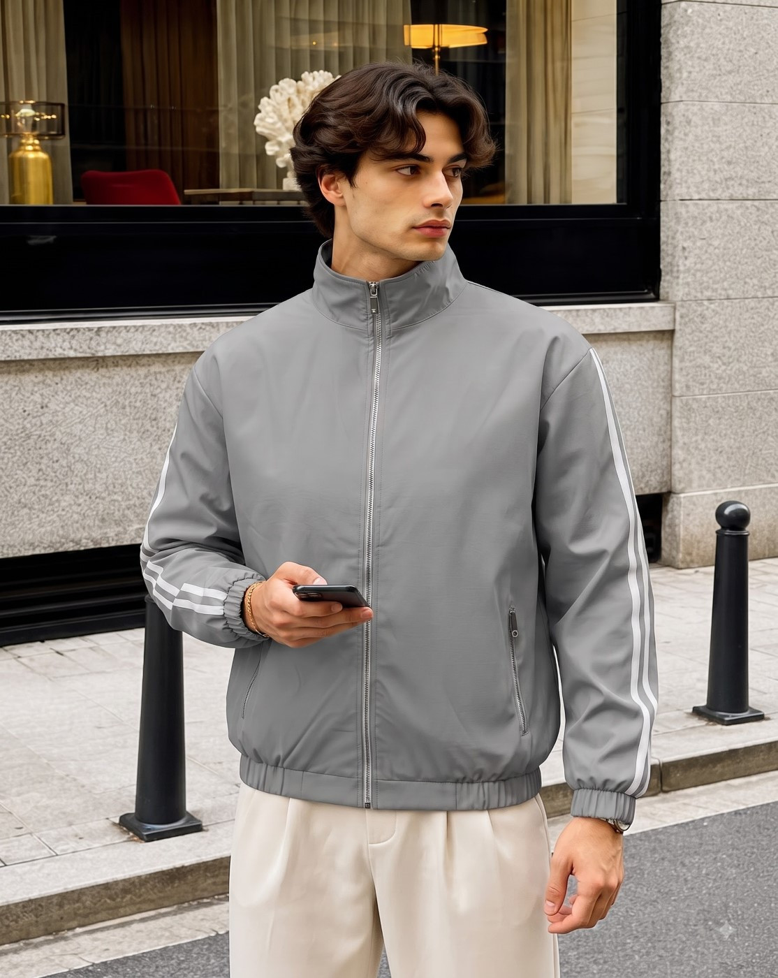 men windcheater jacket (grey)