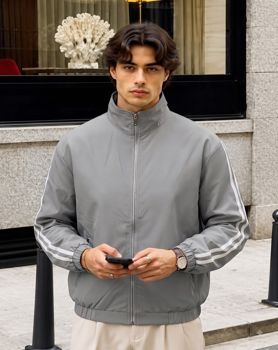 men windcheater jacket (grey)