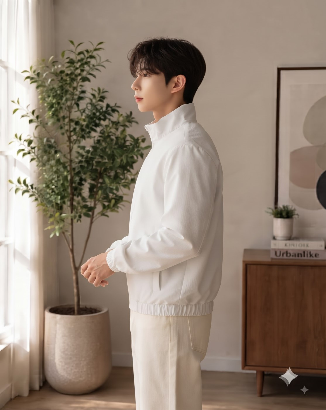 men windcheater jacket (white)