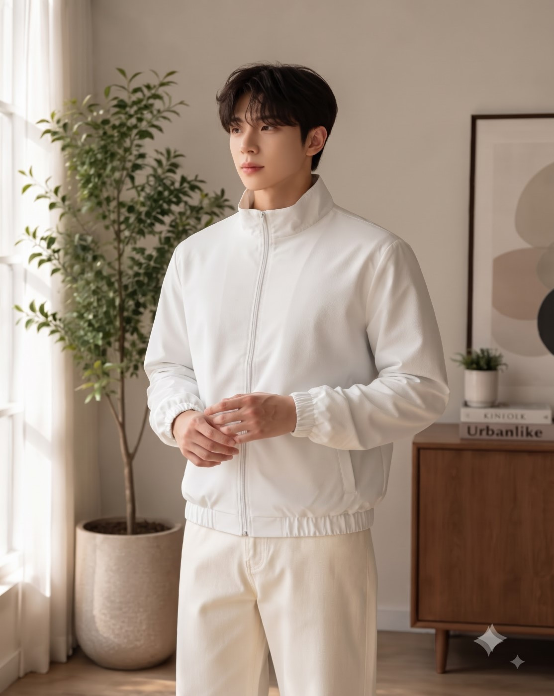 men windcheater jacket (white)