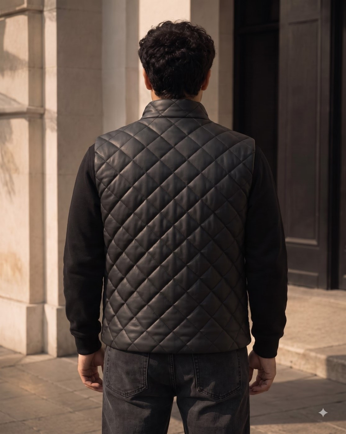 men quilted puffer jacket (black)