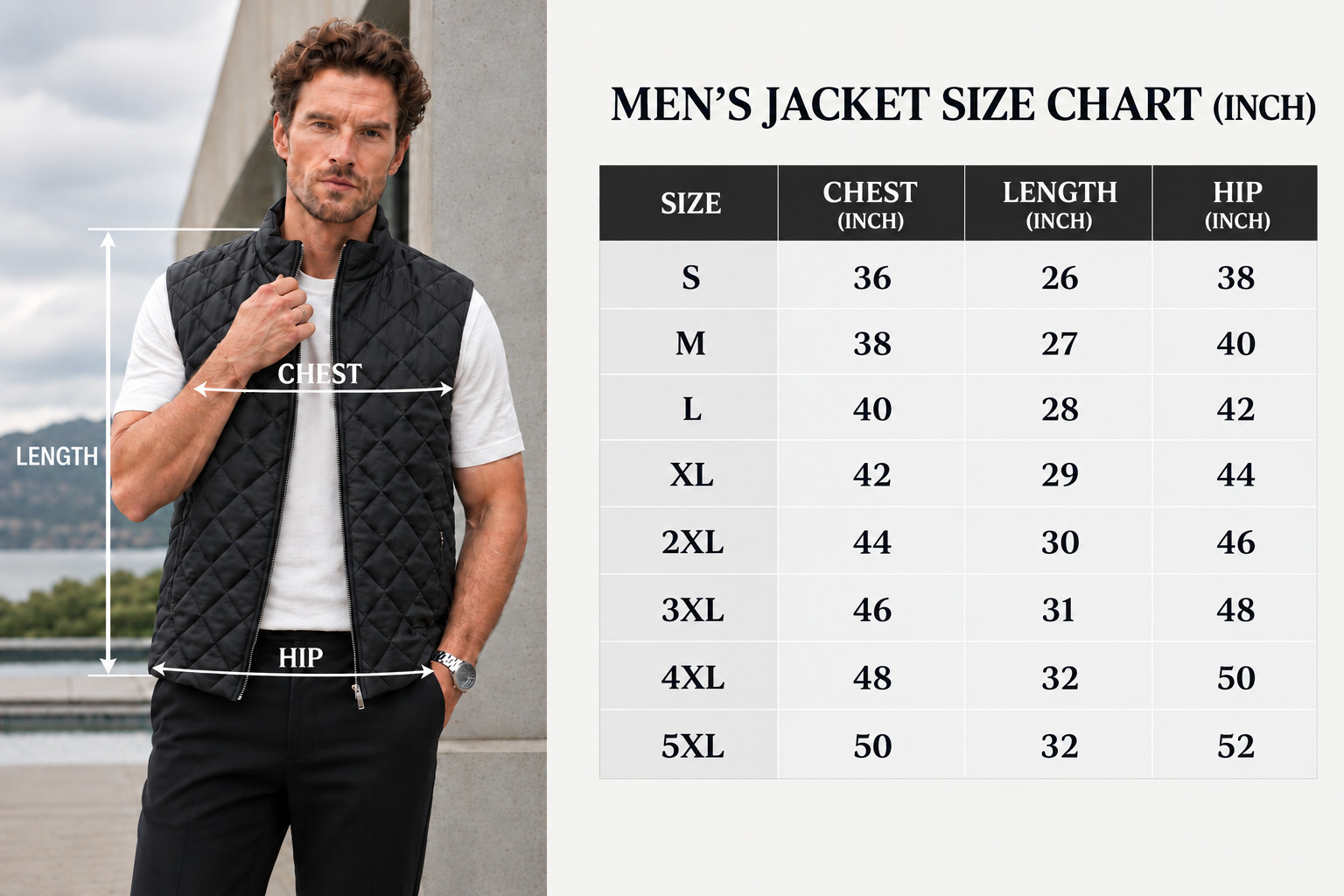 men quilted puffer jacket (black)
