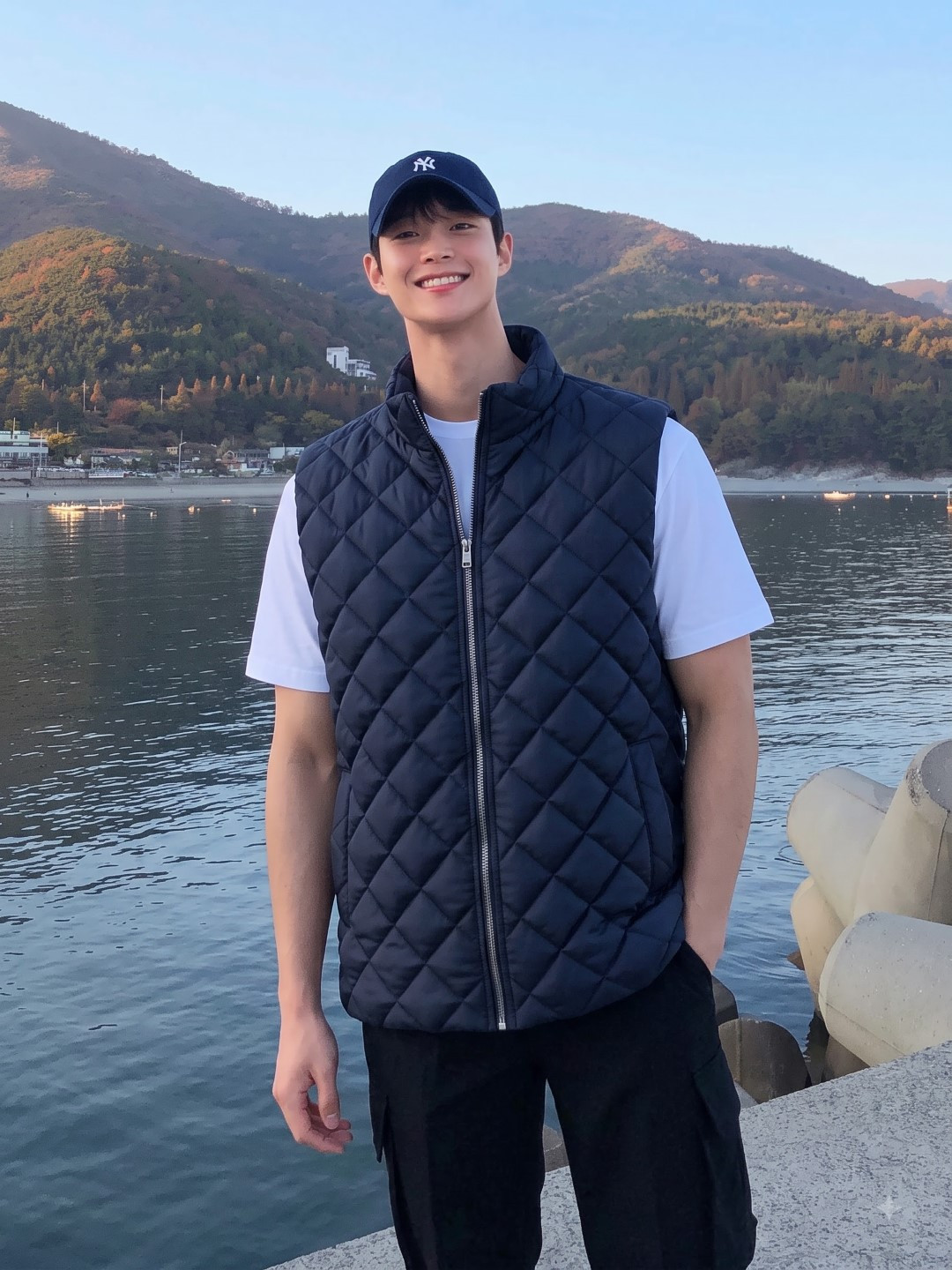 men quilted puffer jacket (navy)