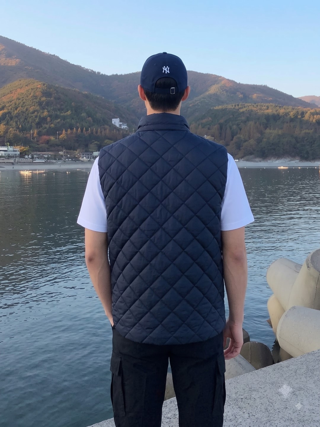 men quilted puffer jacket (navy)
