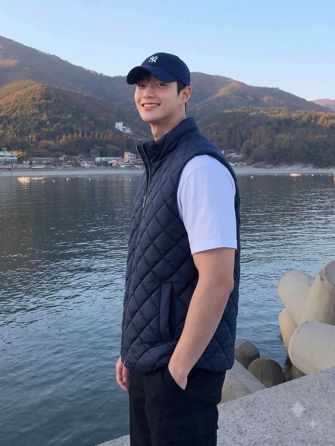 men quilted puffer jacket (navy)