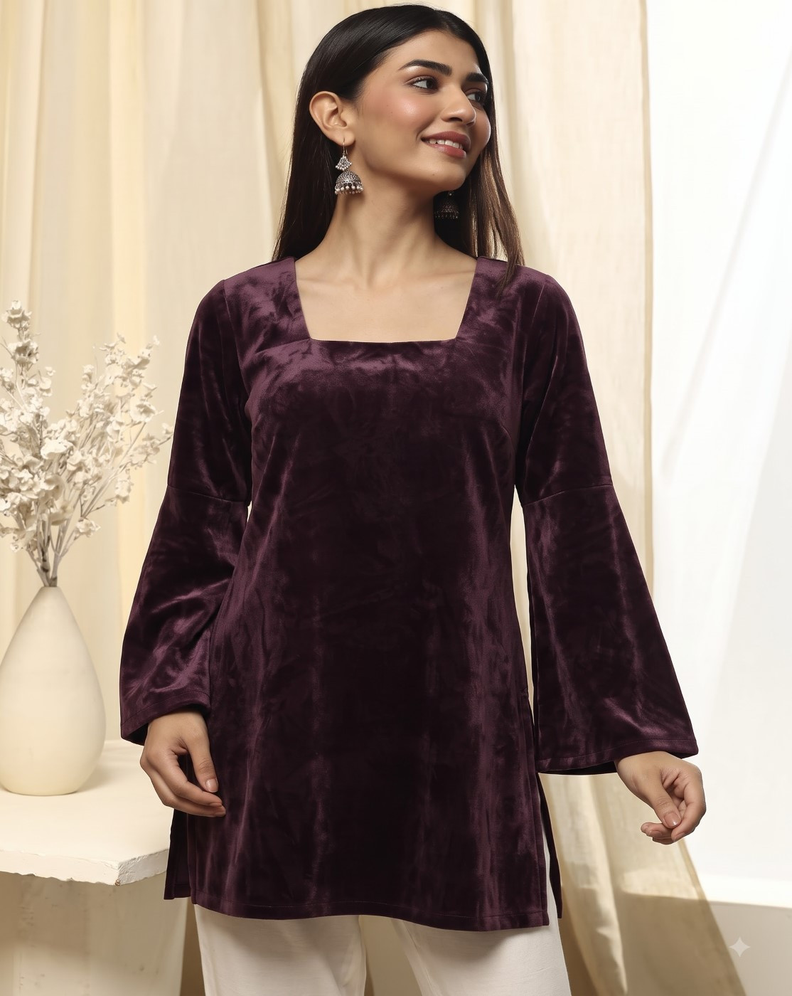 women velvet kurti (wine purple)