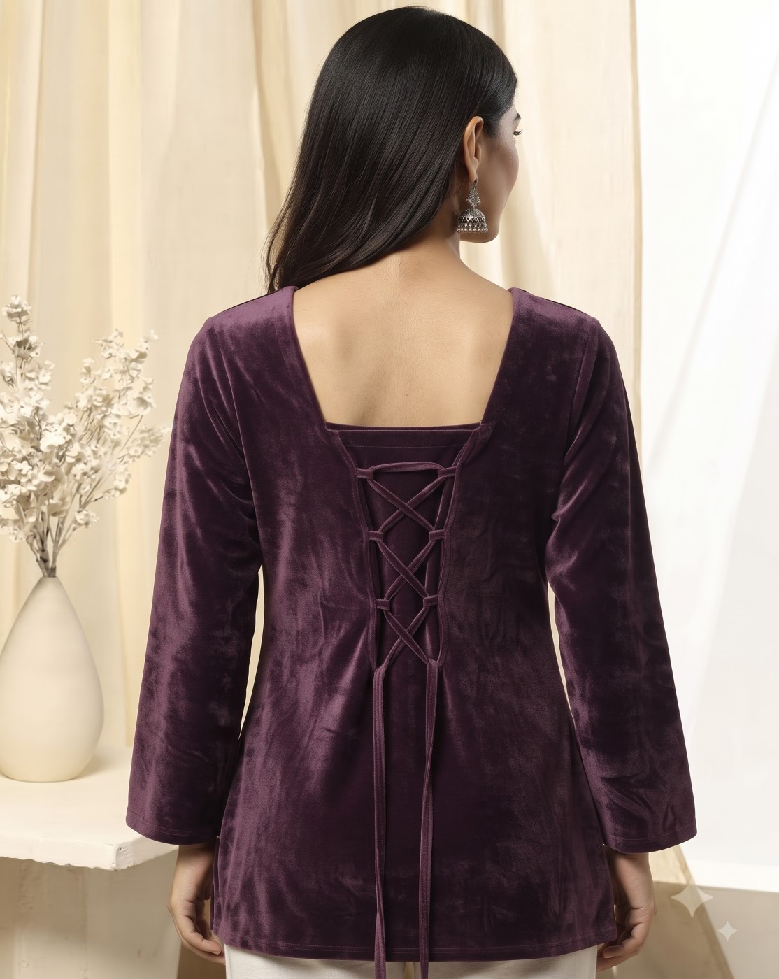 women velvet kurti (wine purple)