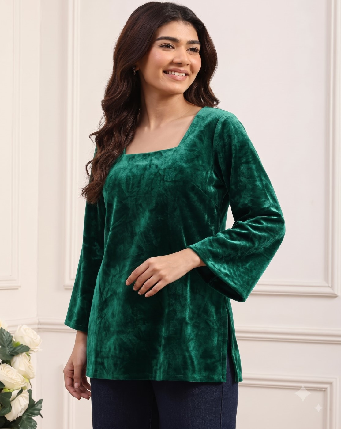 women velvet kurti (green)