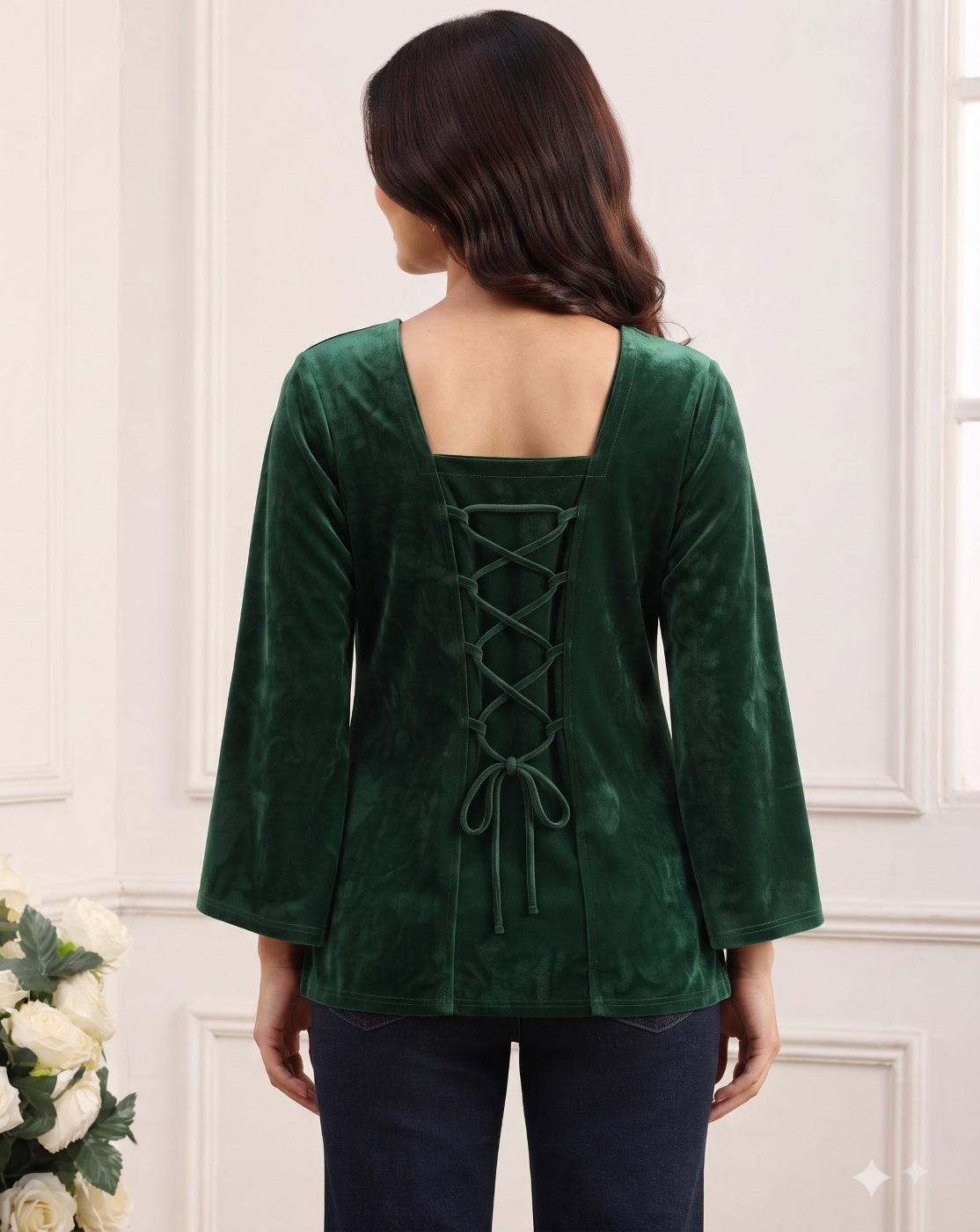 women velvet kurti (green)